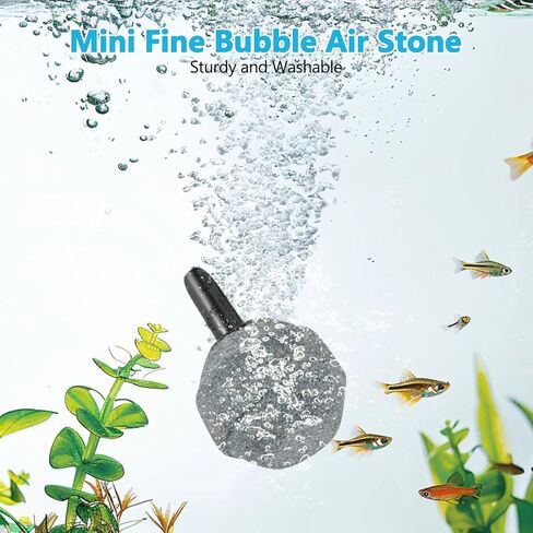 hygger Ultra Silent 1.5W Fish Bowl Aqaurium مضخة هواء صغيرة مع ملحقات، مجموعة مهوية الأكسجين لخزان الأسماك 0.5-15 جالون، تأتي مع أنابيب هواء 3/16 بوصة، حجر هواء، تيار متردد 110 فولت/60 هرتز in Saudi Arabia
