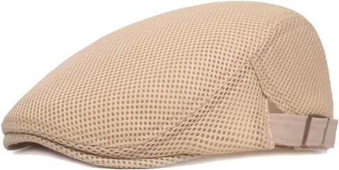 Quanhaigou Men's Mesh Cap Breathable Summer Newsboy Hat Adjustable Beret Ivy Cap Cabbie Flat Hats in Kuwait