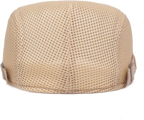 Quanhaigou Men's Mesh Cap Breathable Summer Newsboy Hat Adjustable Beret Ivy Cap Cabbie Flat Hats in Kuwait