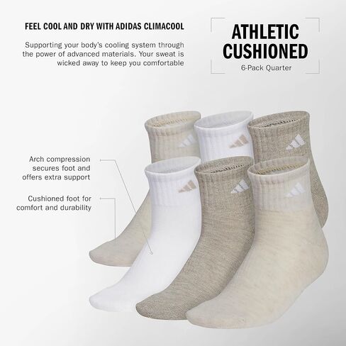 adidas Women's Athletic Cushioned Cut Socks (6-pair) Low Profile Arch Compression for a Secure Fit in Saudi Arabia