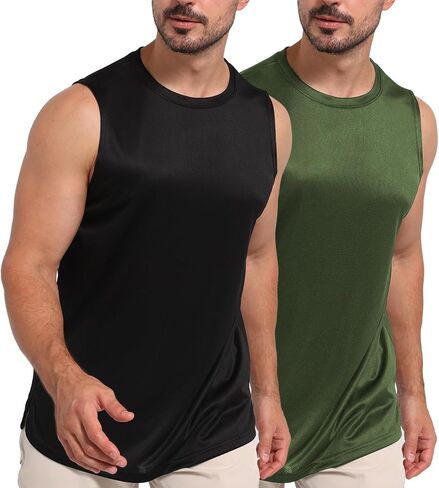 Mens Tank Tops Muscle Athletic Quick Dry Sleeveless Workout Fitness T Shirts for Men in Saudi Arabia