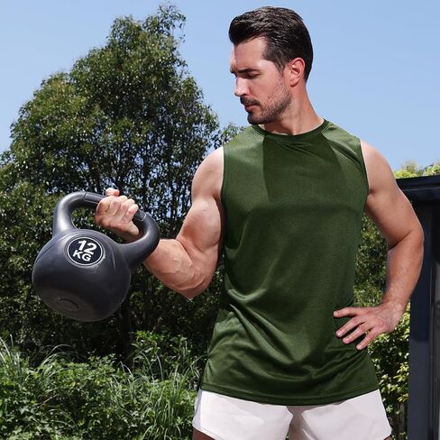 Mens Tank Tops Muscle Athletic Quick Dry Sleeveless Workout Fitness T Shirts for Men in Saudi Arabia