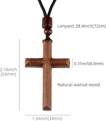 Wooden Cross Necklace Keychain Set of 2, Walnut Olive Wood Cross Keyring Pendant Gift for Men Women in Saudi Arabia