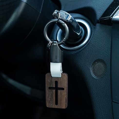 Wooden Cross Necklace Keychain Set of 2, Walnut Olive Wood Cross Keyring Pendant Gift for Men Women in Saudi Arabia