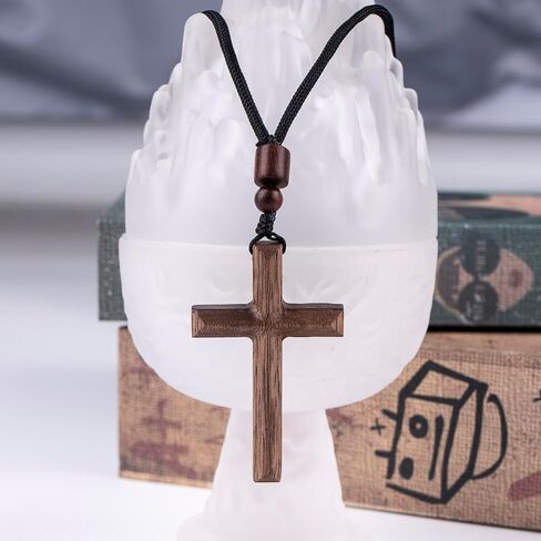 Wooden Cross Necklace Keychain Set of 2, Walnut Olive Wood Cross Keyring Pendant Gift for Men Women in Saudi Arabia