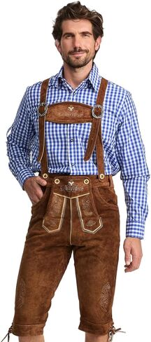 STEIGENHÖFER Long Bavarian Lederhosen for Men - Designed in Germany - Genuine Premium Suede in 3 Colors, Sizes 28-44 in Saudi Arabia