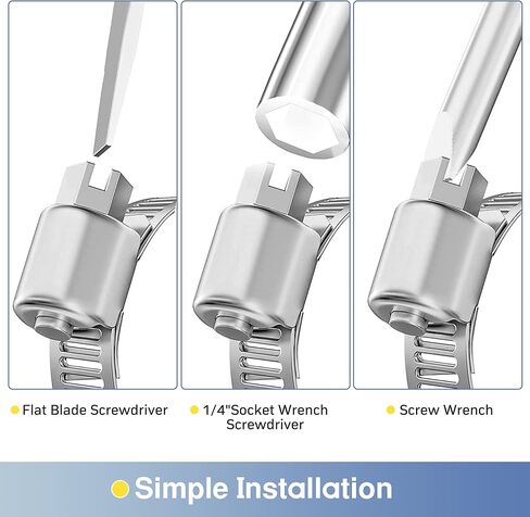 40PCS Hose Clamp Set, 1/4"–1-1/8" 304 Stainless Steel Worm Gear Fuel Line Hose Pipe Clamps for Fuel Injection Line, Automotive, Radiator, Garden in Kuwait