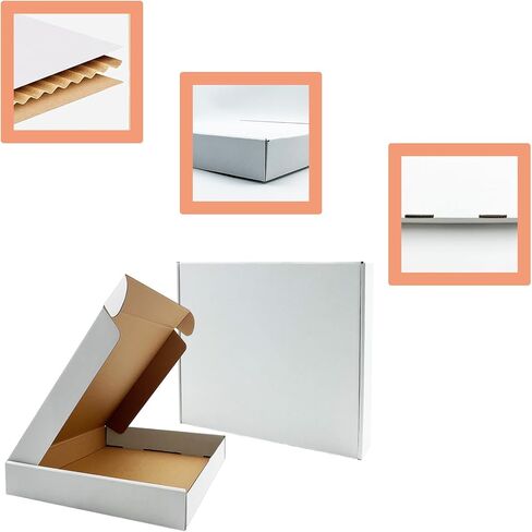 مجموعة صناديق شحن مقاس 13 × 11 × 2 بوصة مكونة من 25 قطعة، صندوق بريد من الورق المقوى الأبيض المموج لتعبئة تخزين نقل الأعمال الصغيرة، صناديق بريد لتغليف التجارة الإلكترونية، صناديق هدايا للهدايا in Saudi Arabia