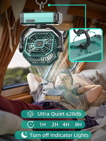 Portable Rechargeable Fan - 9-Inch Camping Fan for Tent, 24000mAh(60Hrs) Battery Operated Fan for Camping, Auto Oscillation Cordless Fans, Tent Fan with Remote/Light, 4 Speeds, 4 Timing, Outdoor in Kuwait