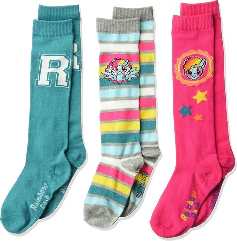 جوارب ماي ليتل بوني هاسبرو للبنات، 3 جوارب للركبة، متعددة، مقاس الحذاء: 3-8 in Kuwait