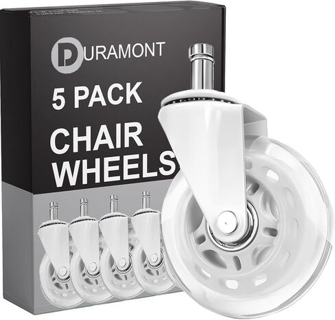 Office Chair Wheels for Carpet and Hardwood Floors Laminate Heavy Duty Casters mat Rubber Silicon Rollers Wheels Replacement Desk Chair Accessories (White) in Saudi Arabia