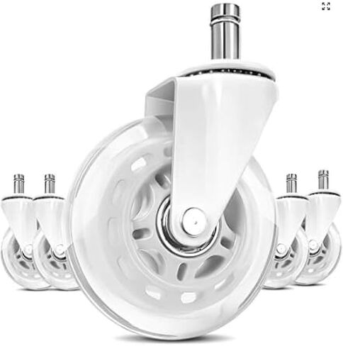 Office Chair Wheels for Carpet and Hardwood Floors Laminate Heavy Duty Casters mat Rubber Silicon Rollers Wheels Replacement Desk Chair Accessories (White) in Saudi Arabia