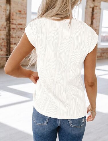 PRETTYGARDEN Women's Summer Going Out Tops Dressy Casual Crewneck Short Sleeve Textured Basic Cute Trendy T Shirts Tee Blouse in Saudi Arabia