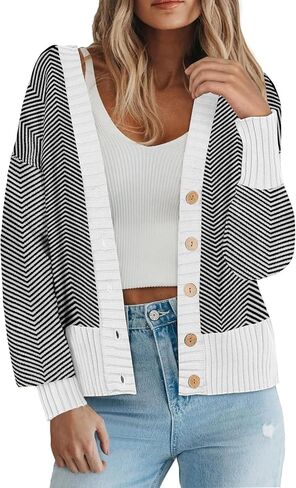 Zeagoo Women's Cardigan 2024 Fall Winter Open Front Oversized Button V Neck Loose Soft Knit Sweater in Saudi Arabia