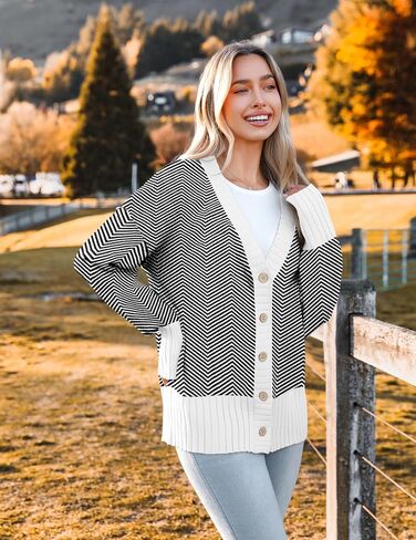 Zeagoo Women's Cardigan 2024 Fall Winter Open Front Oversized Button V Neck Loose Soft Knit Sweater in Saudi Arabia
