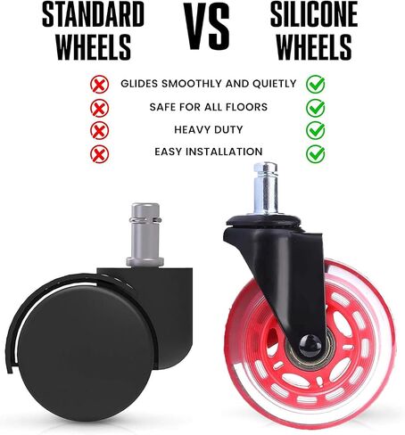 Office Chair Wheels for Carpet and Hardwood Floors Laminate Heavy Duty Casters mat Rubber Silicon Rollers Wheels Replacement Desk Chair Accessories (White) in Saudi Arabia