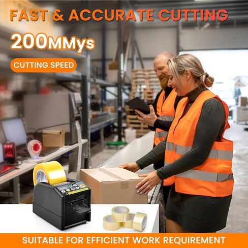 Automatic Tape Dispenser, Electric Ribbon Cutting Machine，Available for 6-60mm Width Tape/Ribbon, Max Cutting Length 999mm, Ideal for Shipping,Gift Wrapping,Factory-Black in Kuwait