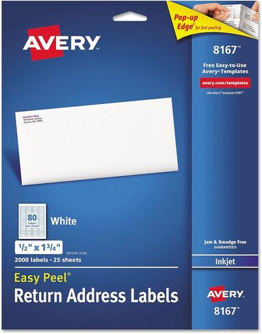Avery 8167 Inkjet Labels, Mailing, 1-3/4-Inch x1/2-Inch, 2000/PK, White in Saudi Arabia