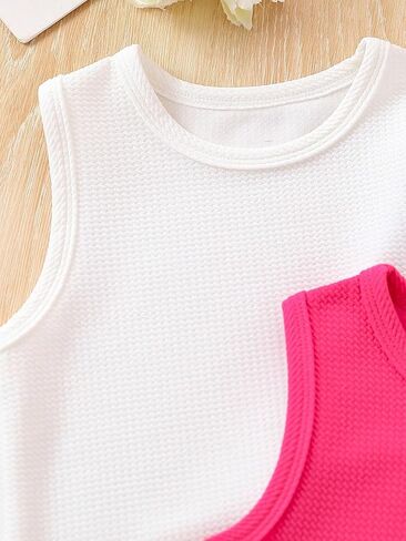 Floerns Toddler Girls 3 Pcs Solid Crewneck Camisole Sleeveless Cropped Tank Top in Saudi Arabia