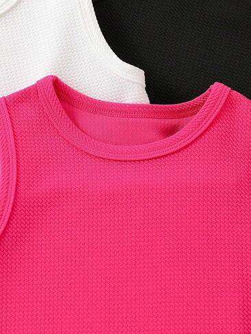 Floerns Toddler Girls 3 Pcs Solid Crewneck Camisole Sleeveless Cropped Tank Top in Saudi Arabia