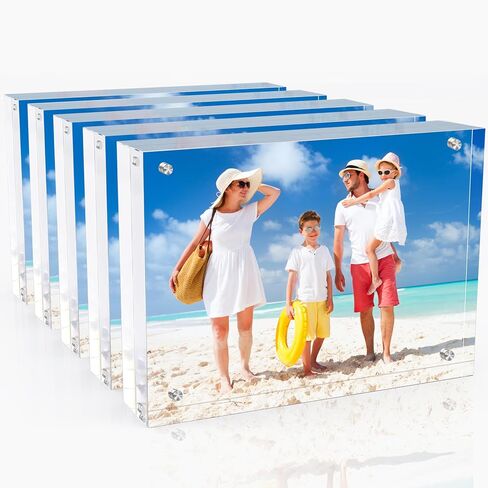 4x6 Inches Acrylic Picture Frames 1 Pack, Double Sided Magnetic Photo Frames,Free Standing on Desk or Table Clear Picture Frames in Kuwait