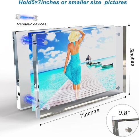 4x6 Inches Acrylic Picture Frames 1 Pack, Double Sided Magnetic Photo Frames,Free Standing on Desk or Table Clear Picture Frames in Kuwait