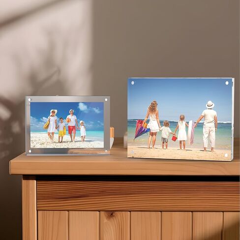 4x6 Inches Acrylic Picture Frames 1 Pack, Double Sided Magnetic Photo Frames,Free Standing on Desk or Table Clear Picture Frames in Kuwait