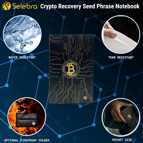 Seed Phrase Storage Notebook + Fireproof Bag - Cryptocurrency Recovery Phrase - Waterproof Password Keeper - Cold Wallet - Password Manager (Notebook + Fireproof Bag) in Saudi Arabia