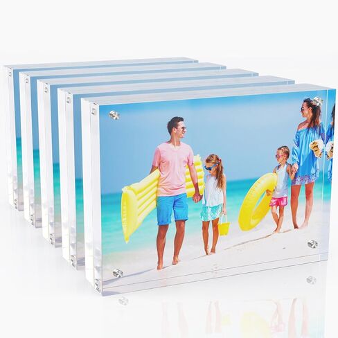 4x6 Inches Acrylic Picture Frames 1 Pack, Double Sided Magnetic Photo Frames,Free Standing on Desk or Table Clear Picture Frames in Kuwait
