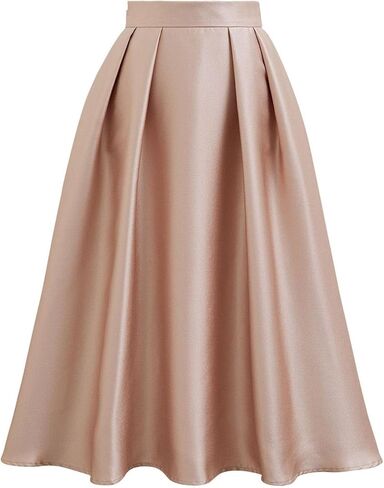 CHICWISH صدرية نسائية لامعة مبهرة ولؤلؤ كامل مزين بشبكة شفافة وتنورة متوسطة الطول بطيات على شكل حرف A، مقاس L in Kuwait