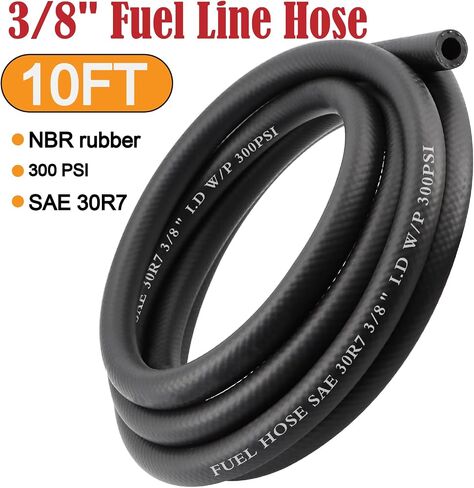 3/8 بوصة، 10 قدم خرطوم خط الوقود قفل دفع NBR المطاط SAE 30R7 300PSI، 10 قطعة 13-19 مشابك، لمحركات أنظمة وقود السيارات in Kuwait