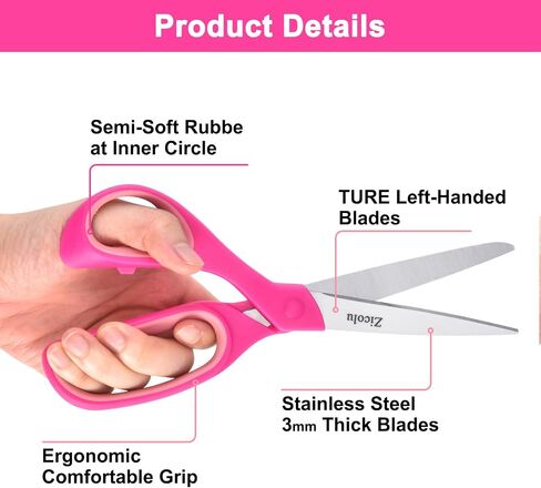 Left Handed Scissors Set of 2 Pack, 8.5" Left-Handed Teen Scissors for Ages 15+ -, Lefty Scissors for Arts & Crafts, Office, Sewing fabric, Back to School Supplies, Purple in Saudi Arabia