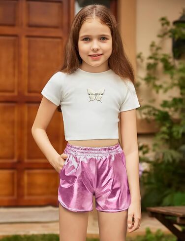 شورت Arshiner للفتيات ذو اللون المعدني صيفي لامع ولامع للرقص الساخن in Kuwait