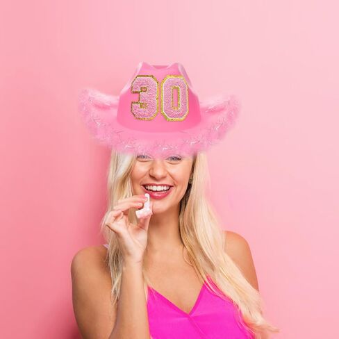 JUSTOTRY 30th Birthday Cowboy Hat, 30th Birthday Outfit Gifts for Women Cowgirl Hats Decorations in Kuwait