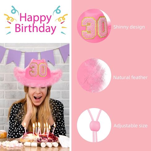 JUSTOTRY 30th Birthday Cowboy Hat, 30th Birthday Outfit Gifts for Women Cowgirl Hats Decorations in Kuwait