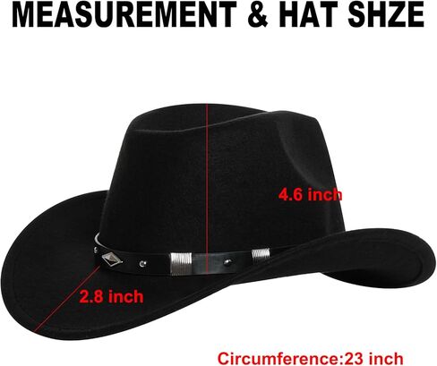 قبعة رعاة البقر راعية البقر للنساء والرجال، قبعة شمس غربية كلاسيكية بحافة واسعة مع 3 أربطة قبعة قابلة للاستبدال للحفلات التنكرية باللون الأسود in Kuwait