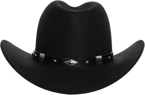 قبعة رعاة البقر راعية البقر للنساء والرجال، قبعة شمس غربية كلاسيكية بحافة واسعة مع 3 أربطة قبعة قابلة للاستبدال للحفلات التنكرية باللون الأسود in Kuwait