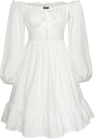 Scarlet Darkness Womens Corset Dress Long Lantern Sleeve Off The Shoulder Mini Dress in Saudi Arabia