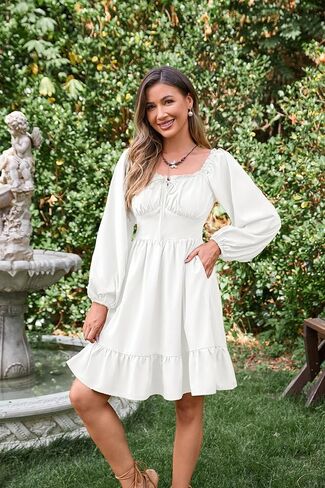 Scarlet Darkness Womens Corset Dress Long Lantern Sleeve Off The Shoulder Mini Dress in Saudi Arabia