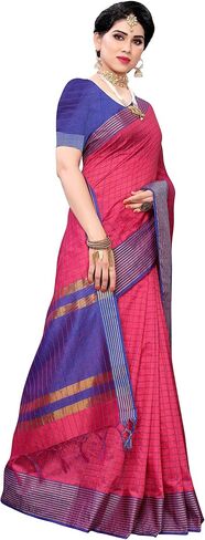 Women's Indian Ethnic Cotton Silk Saree with Silk Unstitched Blouse Piece in Saudi Arabia