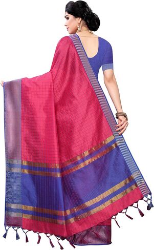 Women's Indian Ethnic Cotton Silk Saree with Silk Unstitched Blouse Piece in Saudi Arabia
