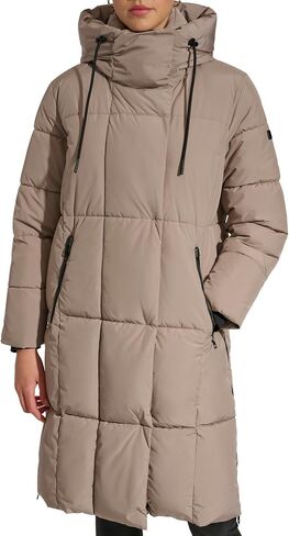 DKNY Women's Hooded Long Puffer, Thistle in Saudi Arabia