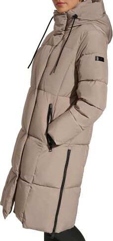 DKNY Women's Hooded Long Puffer, Thistle in Saudi Arabia