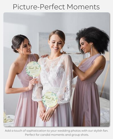 100 PCS Wedding Fans, Plastic Fans in Bulk, Greenery Wedding Fans for Guests, Thank You for Celebrating with Us Wedding Favors Fan with Handle (Leaf) in Saudi Arabia