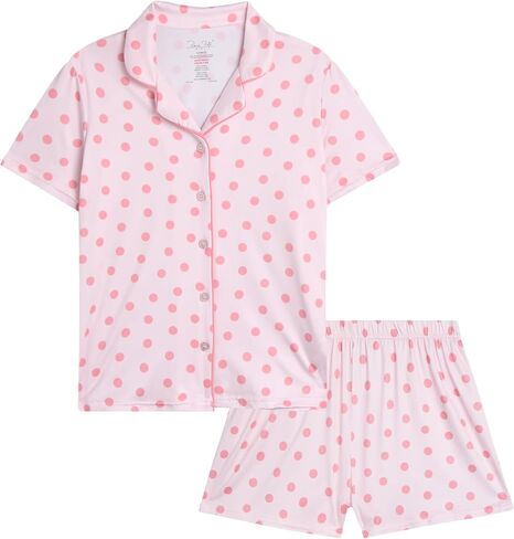 Rene Rofe Girls' Pajama Set - 2 Piece Button Down Sleep Shirt and Lounge Shorts - Sleepwear Set for Girls (4-12) in Saudi Arabia