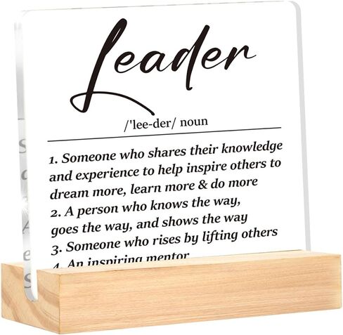 Leader Gifts for Women Men, Thank You Gifts for Leader Boss Mentor Manager, Leader Definition Decorative Acrylic Desk Sign Plaque 4 x 4 Inches in Saudi Arabia