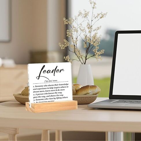 Leader Gifts for Women Men, Thank You Gifts for Leader Boss Mentor Manager, Leader Definition Decorative Acrylic Desk Sign Plaque 4 x 4 Inches in Saudi Arabia