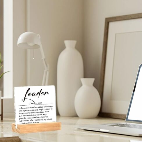Leader Gifts for Women Men, Thank You Gifts for Leader Boss Mentor Manager, Leader Definition Decorative Acrylic Desk Sign Plaque 4 x 4 Inches in Saudi Arabia