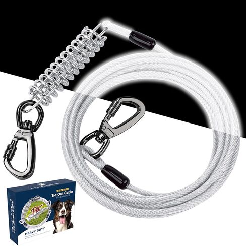 كابل ربط الكلب، بطول 15 قدم، مقود كلب مع خطاف دوار، مقود للكلاب في الفناء شديد التحمل، سلاسل للكلاب في الخارج، للتخييم، واللعب، والفناء الخلفي حتى 165 رطلاً in Kuwait