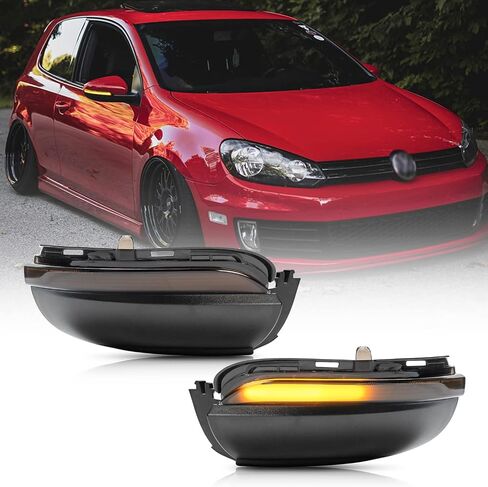 أضواء علامة مرآة جانبية LED متتابعة من NSLUMO متوافقة مع VW MK6 GTI MK6 Golf R32 مرآة سحب وامضة ومؤشر إشارة الانعطاف مجموعة مصابيح بديلة للعدسات المدخنة in Saudi Arabia